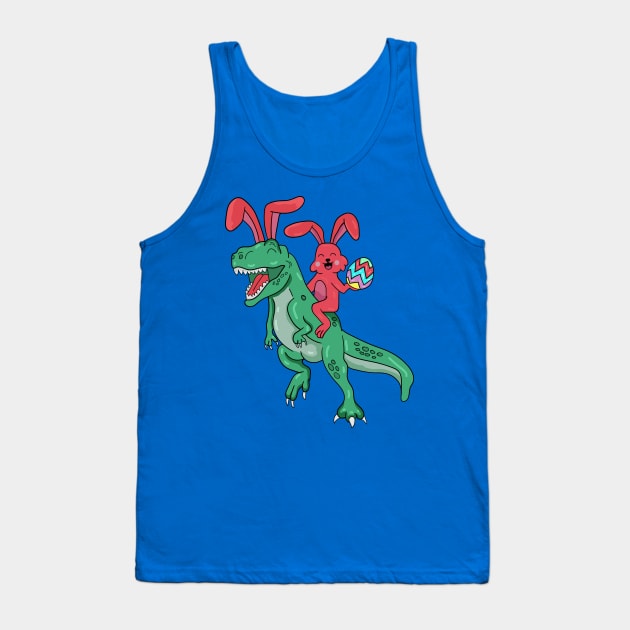 Happy Easter T Rex Bunny Dinosaur Eggs Tank Top by albaley